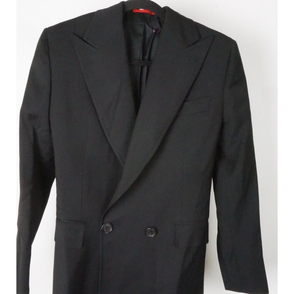Isaia Solid Black Peak Lapel 100% Wool Womens Blazer Jacket Sz 40 BRAND NEW